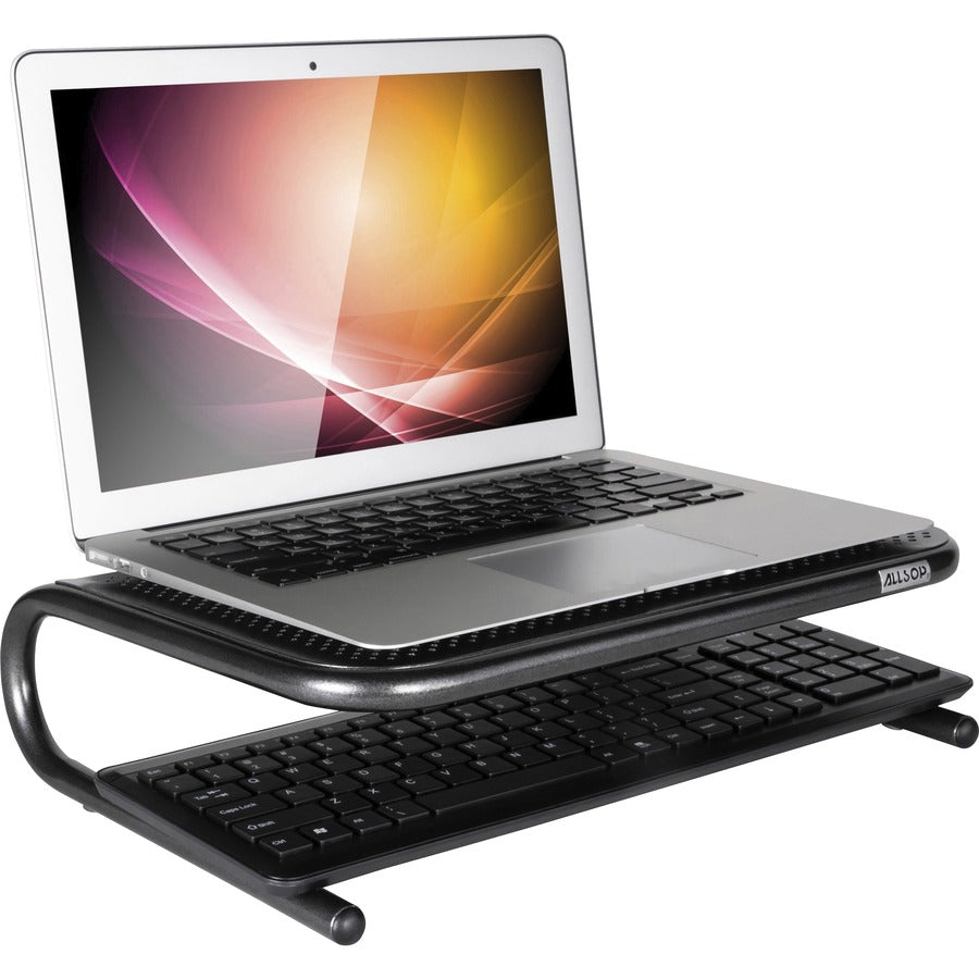 Allsop Metal Art Jr. Monitor Stand - 4" Height x 14" Width x 9" Depth - Powder Coated - Metal - Pearl Black - 1 Each