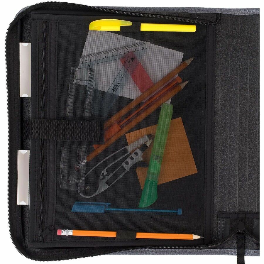 Mead Zipper Binder - 500 Sheet Capacity - 3 Ring - Fastener: Ring - Pocket: 3 - Multi-colored - 1 Each