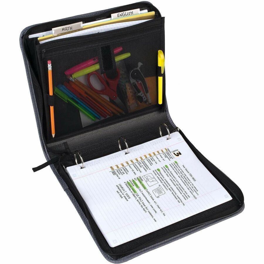 Mead Zipper Binder - 500 Sheet Capacity - 3 Ring - Fastener: Ring - Pocket: 3 - Multi-colored - 1 Each