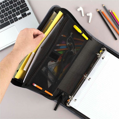 Mead Zipper Binder - 500 Sheet Capacity - 3 Ring - Fastener: Ring - Pocket: 3 - Multi-colored - 1 Each