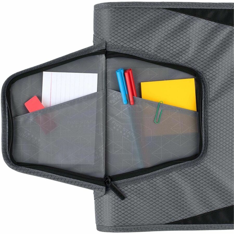 Mead Zipper Binder - 500 Sheet Capacity - 3 Ring - Fastener: Ring - Pocket: 3 - Multi-colored - 1 Each