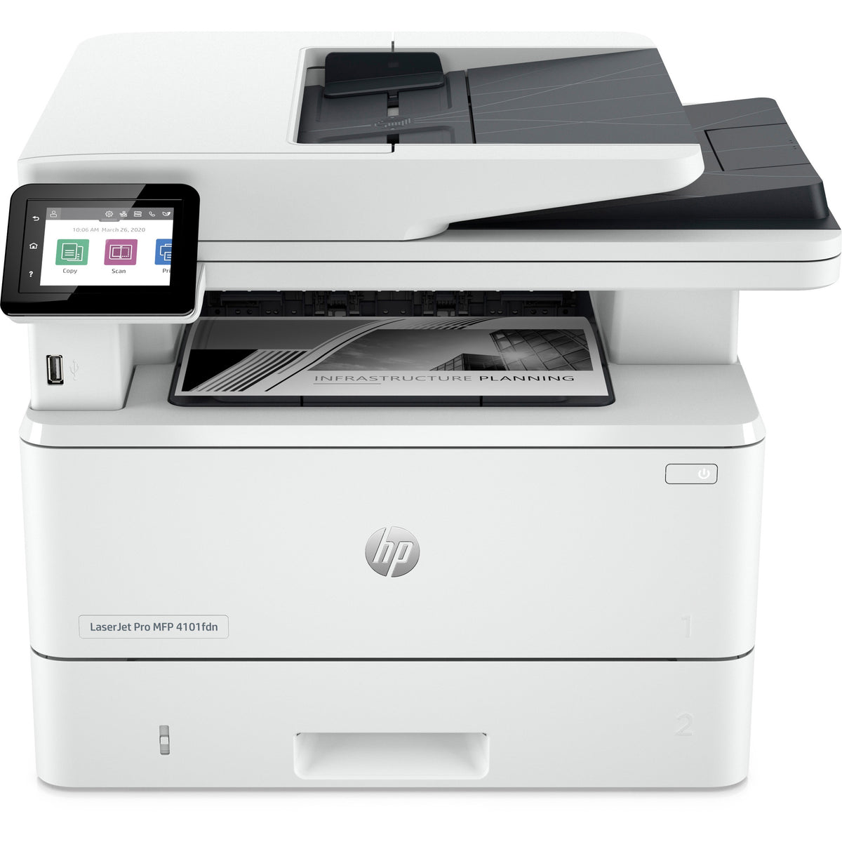 HP LaserJet Pro 4101fdne Laser Multifunction Printer - Monochrome - White - Copier/Fax/Printer/Scanner - 63 ppm Mono Pri