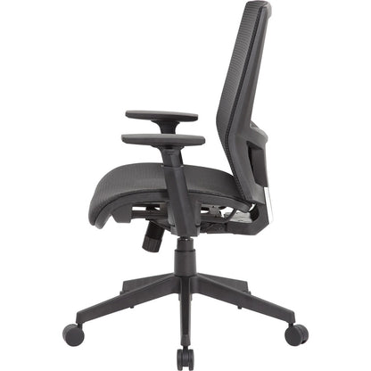 Boss Mesh Task Chair - Black Seat Color - Black Back Color - Black Frame Color - 5-star Base - Mesh - Armrest - 1 Each