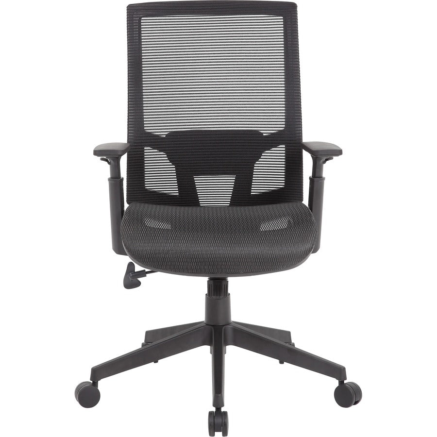 Boss Mesh Task Chair - Black Seat Color - Black Back Color - Black Frame Color - 5-star Base - Mesh - Armrest - 1 Each