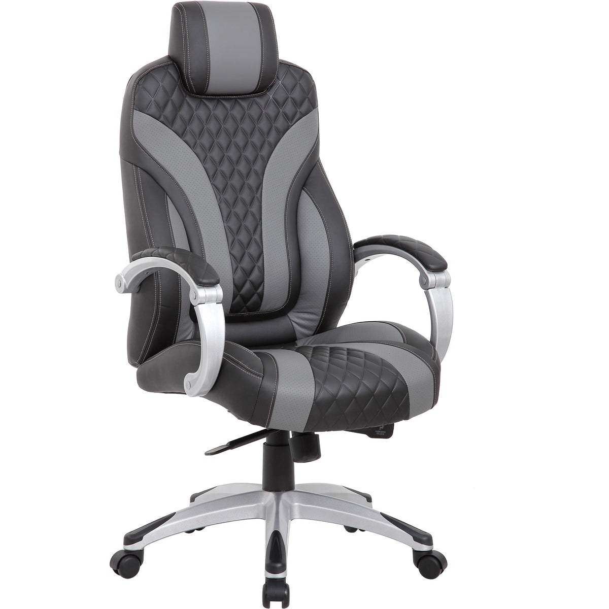 Boss Hinged Arm Executive Chair - Black, Gray Seat Color - Vinyl Seat Material - Black, Gray Back Color - Vinyl Back Mat