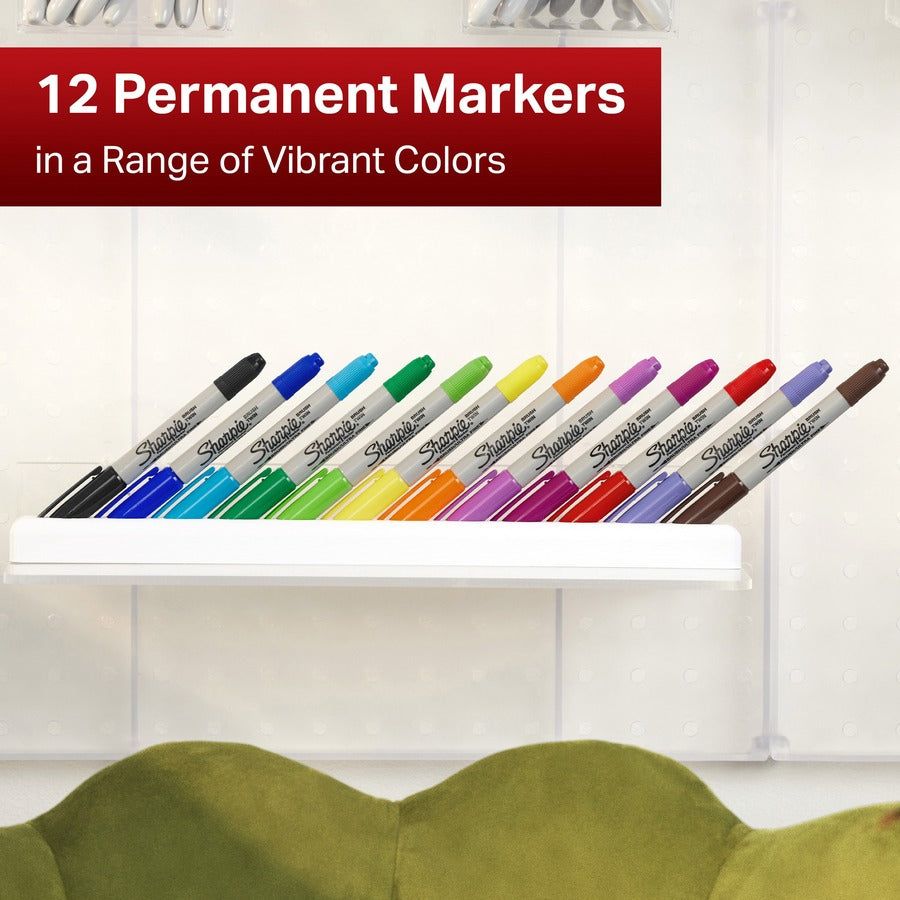 Sharpie Brush Twin Permanent Markers - Assorted Ink - 12 / Pack