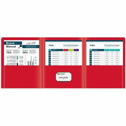 C-Line CLI-33944 Letter Portfolio - 8 1/2" x 11" - 75 Sheets Capacity - 3 Pocket - Polypropylene - Red - 24 / Box