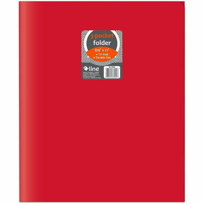 C-Line CLI-33944 Letter Portfolio - 8 1/2" x 11" - 75 Sheets Capacity - 3 Pocket - Polypropylene - Red - 24 / Box