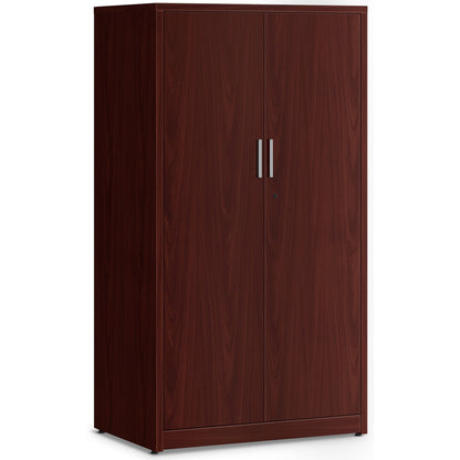 HON 10500 Series Mahogany Laminate Office Desking - 66.6" Height x 36" Width x 24" Depth - 5 Shelve(s) - 3 Adjustable Sh