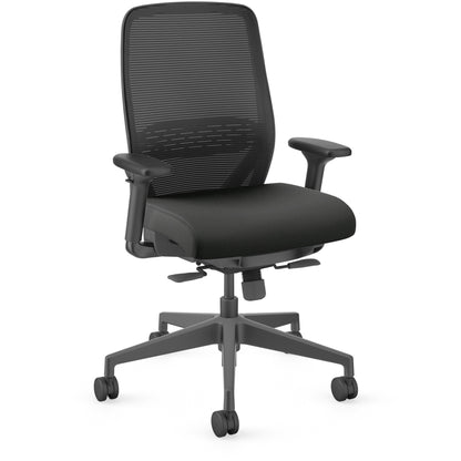 HON Nucleus Task Chair KD - Black Seat Color - Vinyl Seat Material - Black Back Color - Armrest - 1 Each