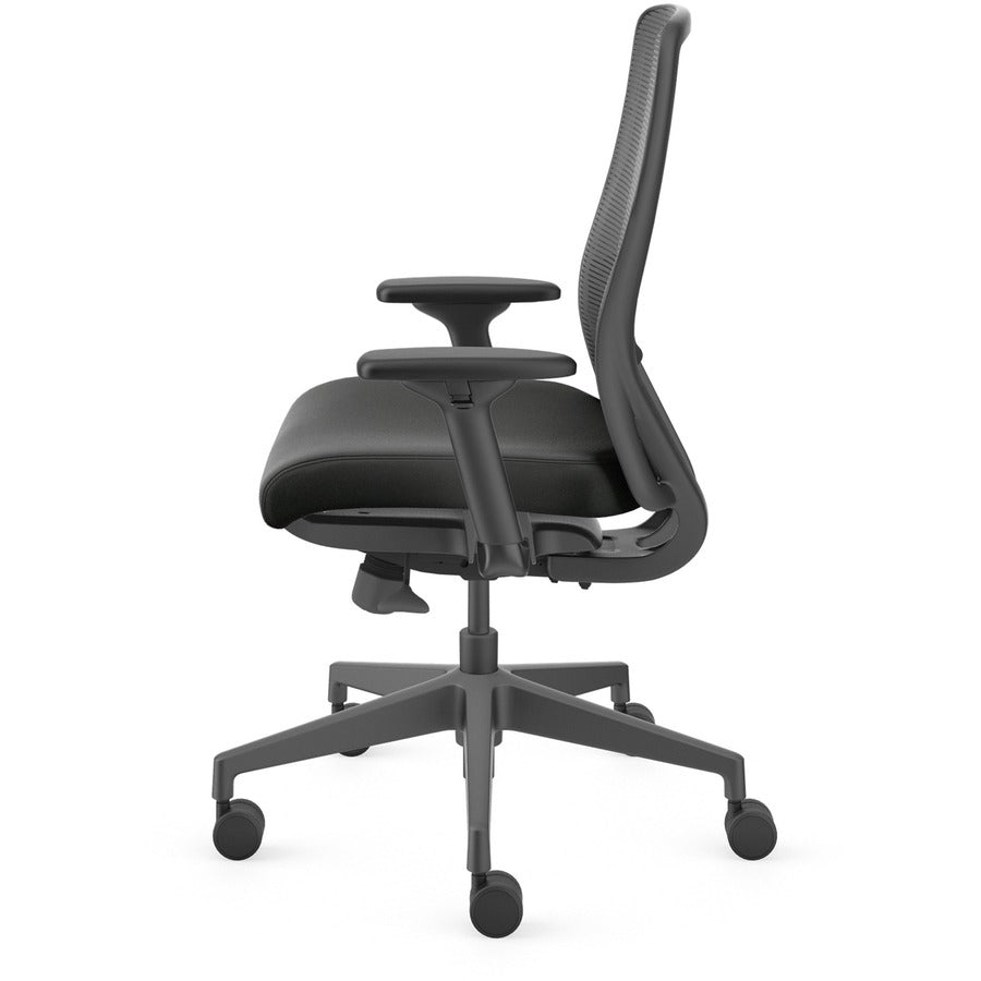 HON Nucleus Task Chair KD - Black Seat Color - Vinyl Seat Material - Black Back Color - Armrest - 1 Each