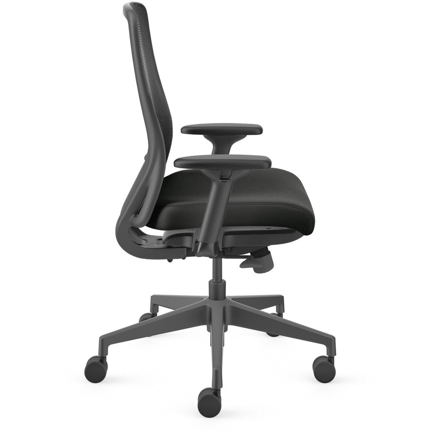 HON Nucleus Task Chair KD - Black Seat Color - Vinyl Seat Material - Black Back Color - Armrest - 1 Each