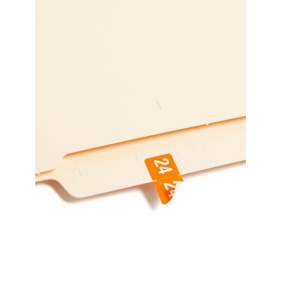 Smead ETS Color-Coded Year Labels - 1/2" Height x 1" Width - Rectangle - Orange - Laminated - 10 Total Sheets - 250 Tota