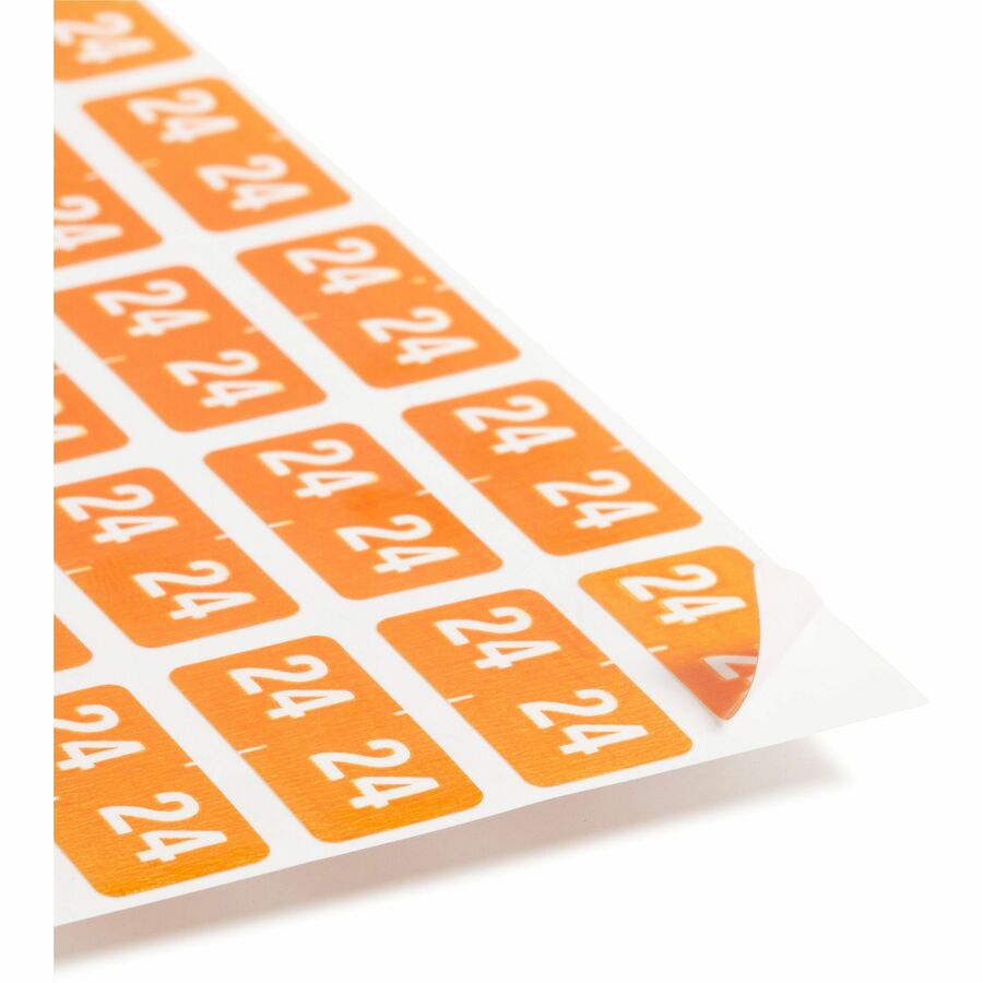 Smead ETS Color-Coded Year Labels - 1/2" Height x 1" Width - Rectangle - Orange - Laminated - 10 Total Sheets - 250 Tota