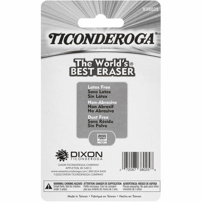 Ticonderoga Pencil Cap Erasers - White - Wedge - Vinyl - 25 / Pack - Latex-free, Non-toxic, Smudge-free