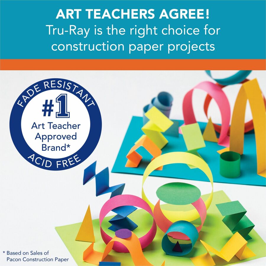Tru-Ray Construction Paper - Art Project, Craft Project - 12" Width x 18" Length - Black, White - Sulphite, Fiber, Paper