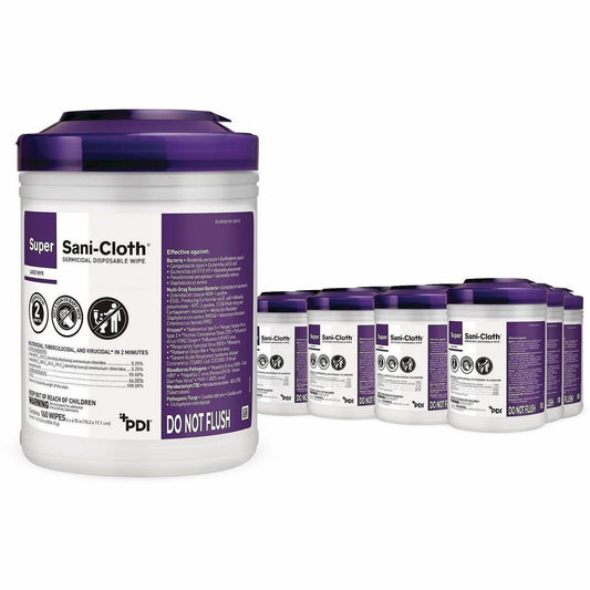 PDI Super Sani-Cloth Germicidal Disposable Wipe - 6.75" Length x 6" Width - 12 / Carton