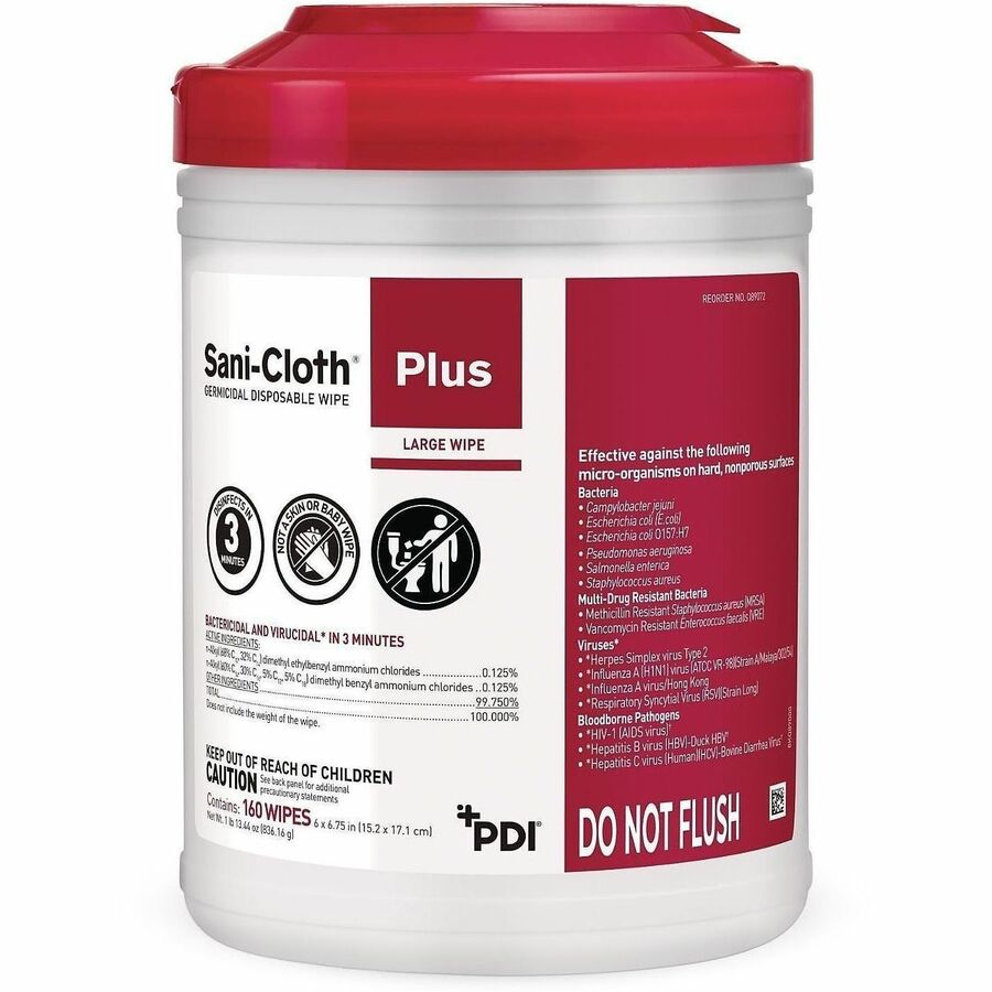 PDI Sani-Cloth Plus Germicidal Disposable Cloth - 6.75" Length x 6" Width - 1 Each