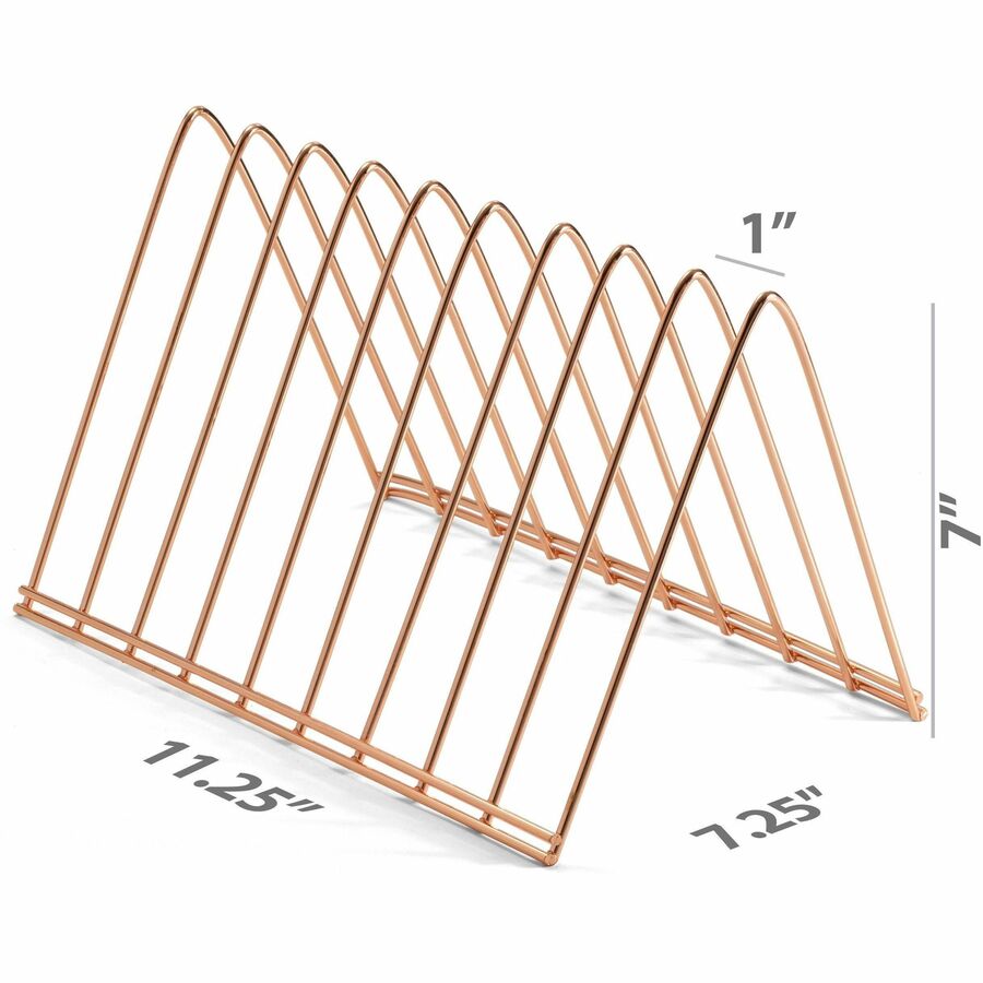 Officemate Triangle Wire Sorter - 7" Height x 7" Width x 11" Depth - Desktop - Sturdy - Rose Gold - Steel Wire - 1 Each