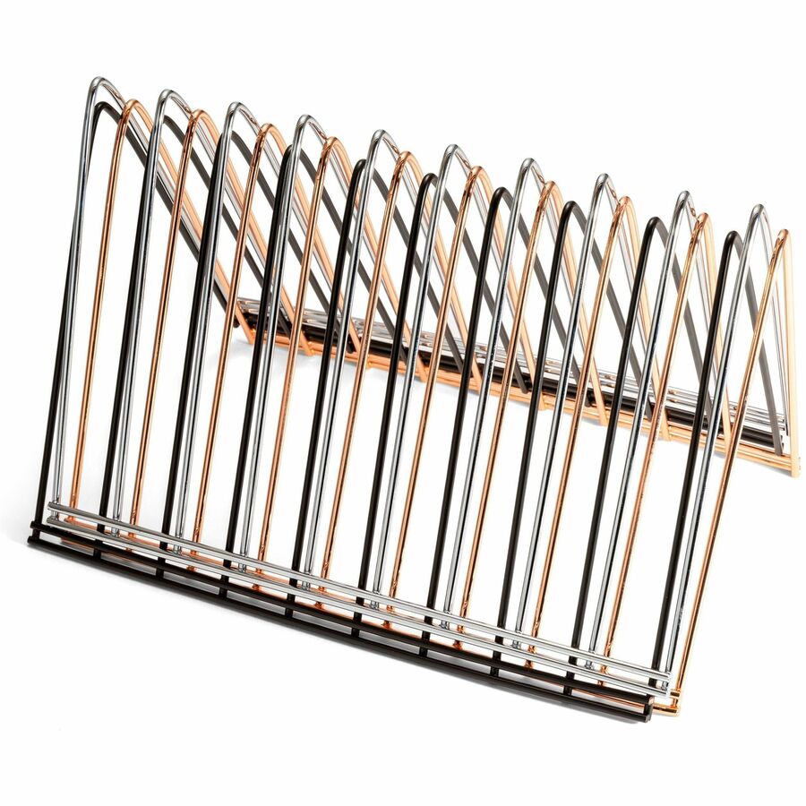 Officemate Triangle Wire Sorter - 7" Height x 7" Width x 11" Depth - Desktop - Sturdy - Rose Gold - Steel Wire - 1 Each