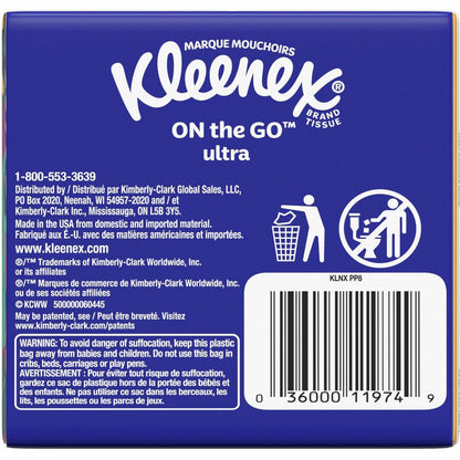 Kleenex Go Packs Facial Tissues - 3 Ply - 8.60" Width x 8.30" Length - White - 10/Pouch - 12 / Carton
