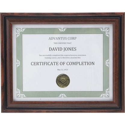 Advantus Certificate Frame - 8.50" x 11" Frame Size - Desktop - Vertical, Horizontal - Dust Resistant, Debris Resistant 