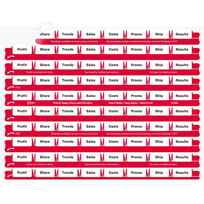 Avery® 8 Tab Easy Print & Apply Clear Label Sheet Refills (11226) - Inkjet, Laser - Clear - Plastic - 3 Total Sheets - 3
