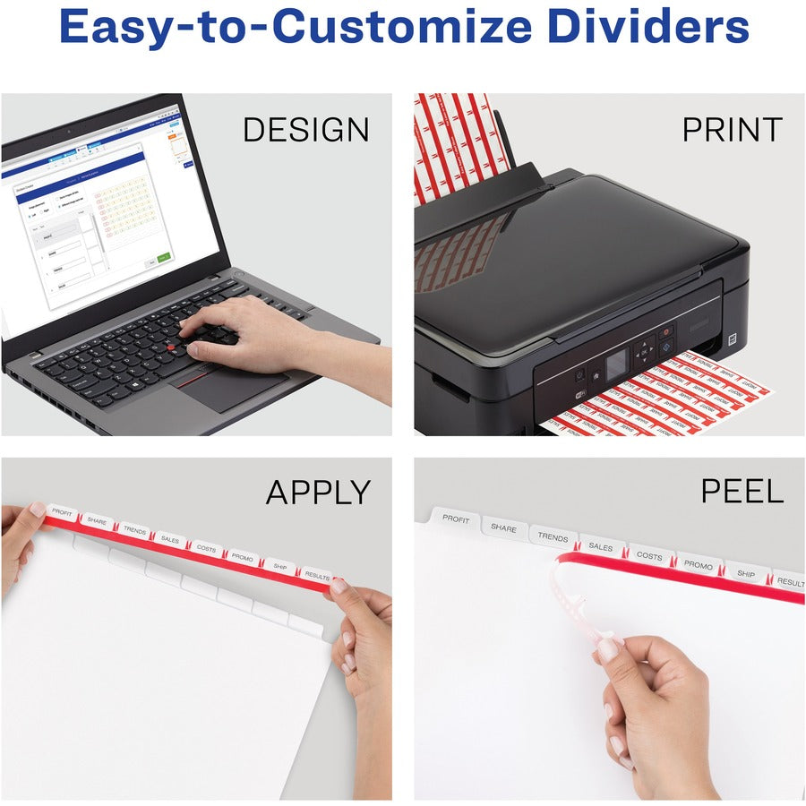 Avery® 8 Tab Easy Print & Apply Clear Label Sheet Refills (11226) - Inkjet, Laser - Clear - Plastic - 3 Total Sheets - 3