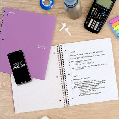 Five Star Wirebound Notebook - 1 Subject(s) - 100 Pages - Wire Bound - College Ruled Front Ruling - Letter - 8 1/2" x 11