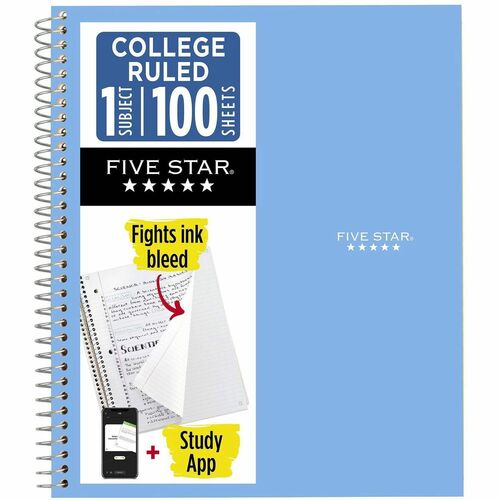 Five Star Wirebound Notebook - 1 Subject(s) - 100 Pages - Wire Bound - College Ruled Front Ruling - Letter - 8 1/2" x 11