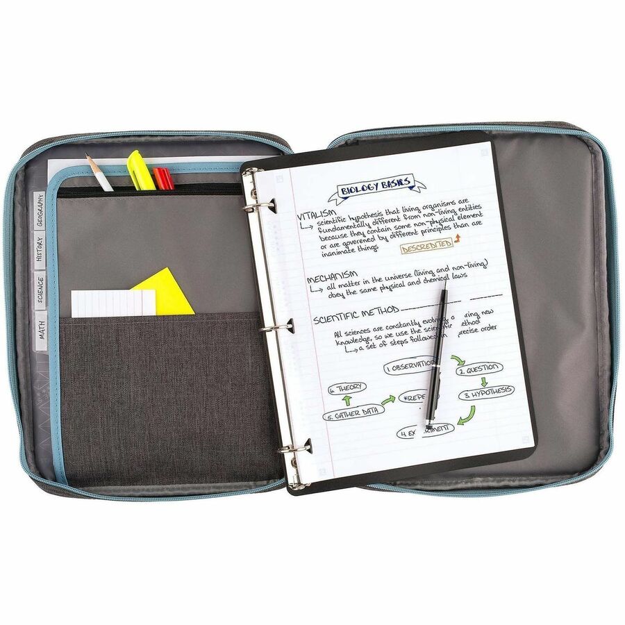 Mead Five Star Carry-All Zipper Binder - 1" Binder Capacity - 225 Sheet Capacity - 3 Ring - Fastener: Ring - 4 Divider -