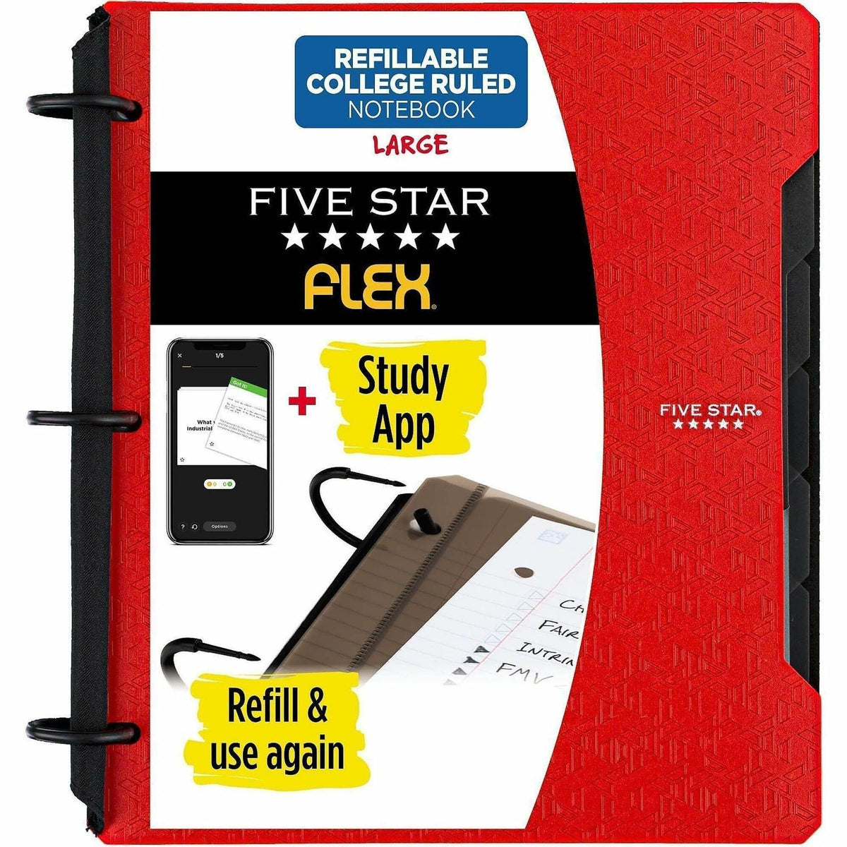 Mead Five Star Flex Hybrid NoteBinder - 1" Binder Capacity - 200 Sheet Capacity - Pocket: 2 - 5 Divider - Plastic - Mult