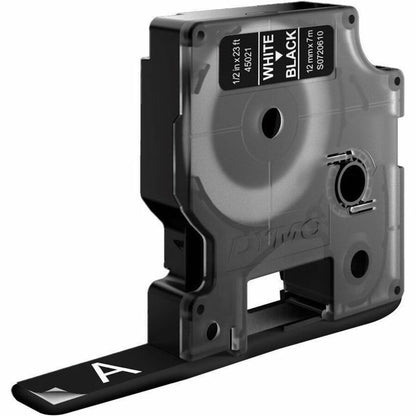 Dymo D1 Electronic Tape Cartridge - 1/2" Width x 23 ft Length - Rectangle - Thermal Transfer - Glossy - Black, White - P