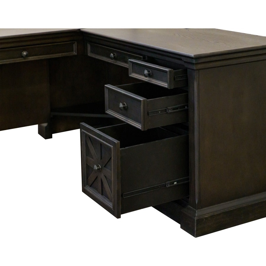Martin Kingston Desk with Pedestal Box 1 of 2 - L-shaped - 30" Height x 66" Width x 30" Depth - Total Drawer(s): 4 - Mat