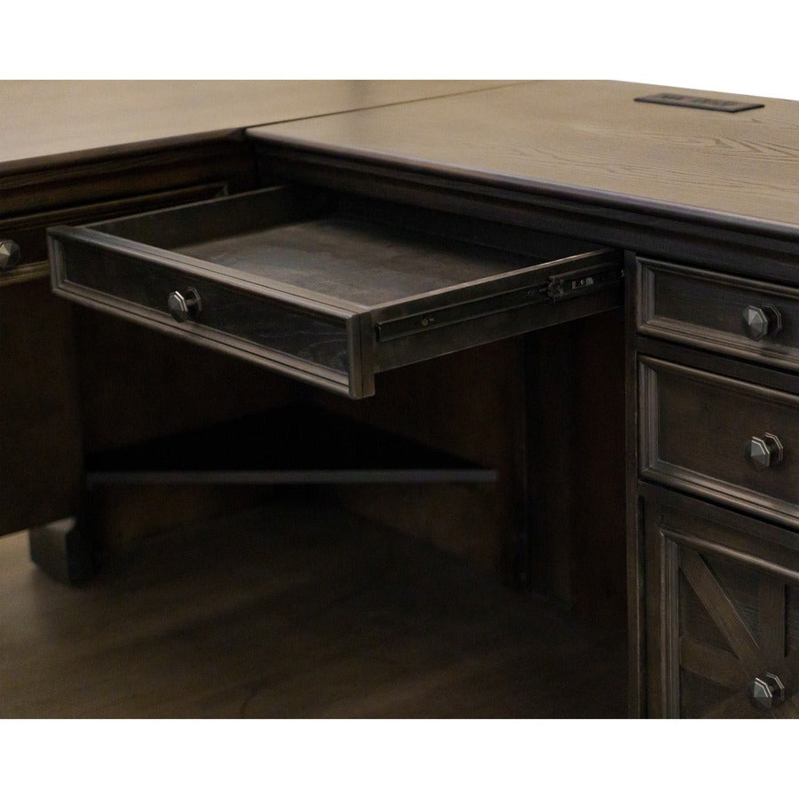 Martin Kingston Desk with Pedestal Box 1 of 2 - L-shaped - 30" Height x 66" Width x 30" Depth - Total Drawer(s): 4 - Mat