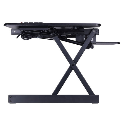 Rocelco Sit/Stand Desk Riser - 45 lb Load Capacity - 20" Height x 45.75" Width x 23.75" Depth - Black - 1 Each