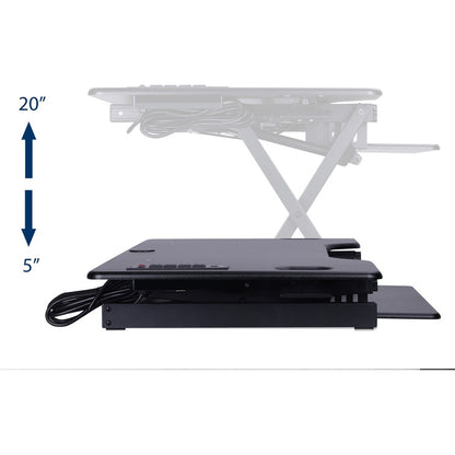 Rocelco Sit/Stand Desk Riser - 45 lb Load Capacity - 20" Height x 45.75" Width x 23.75" Depth - Black - 1 Each