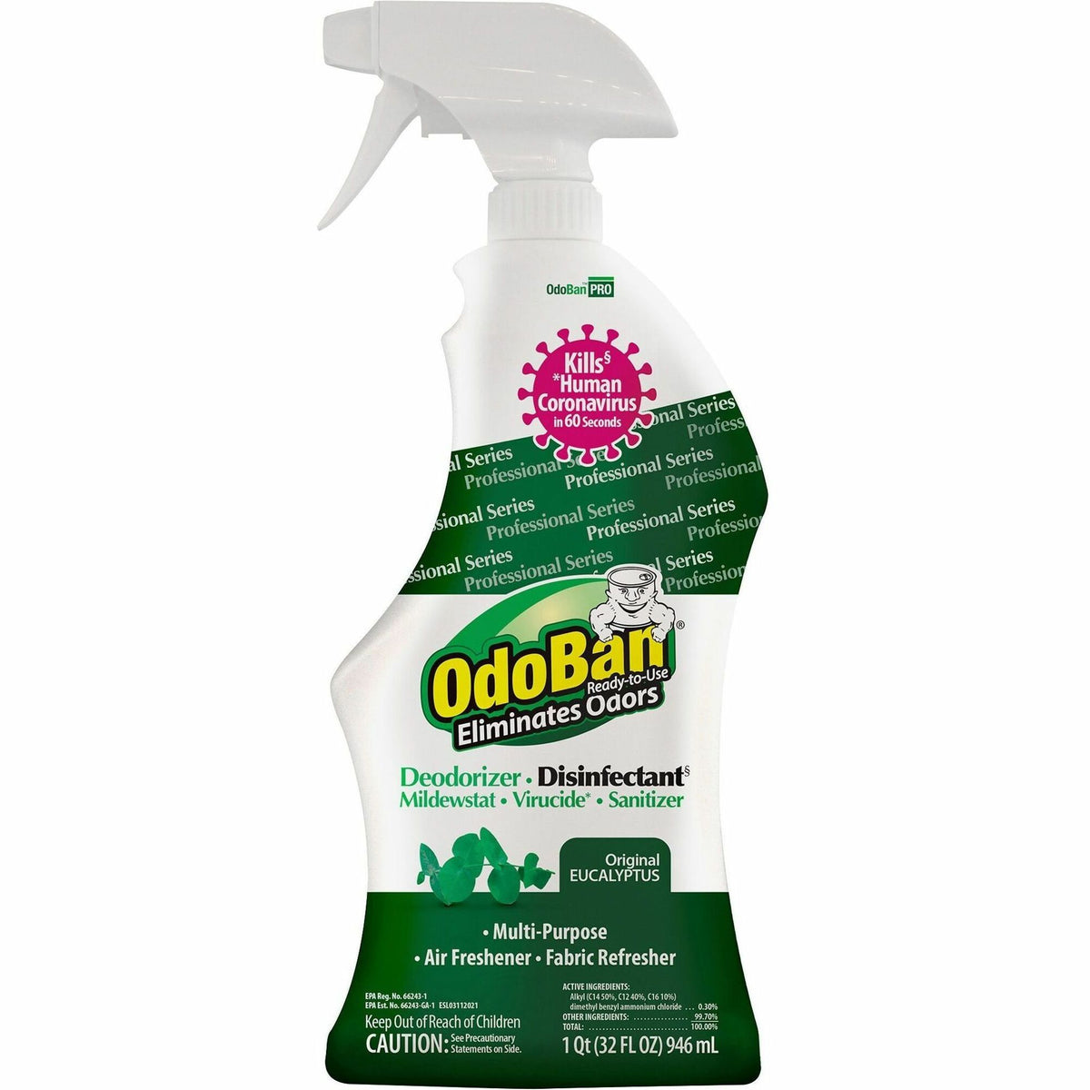 OdoBan Eucalyptus Deodorizer Disinfectant Spray - Ready-To-Use - 32 fl oz (1 quart) - Original Eucalyptus Scent - 1 Each