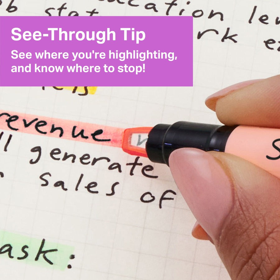 Sharpie Clear View Highlighter - Yellow, Pink, Orange, Coral, Blue, Purple, Fluorescent Green Ink - 8 / Pack