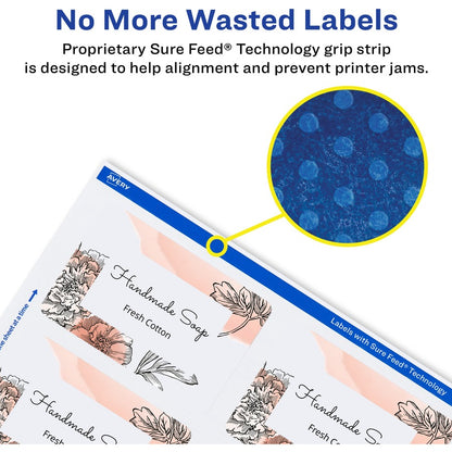 Avery® Glossy White Labels, 2" x 3" , 80 Labels (22890) - 2" Height x 3" Width - Permanent Adhesive - Rectangle - Gloss 