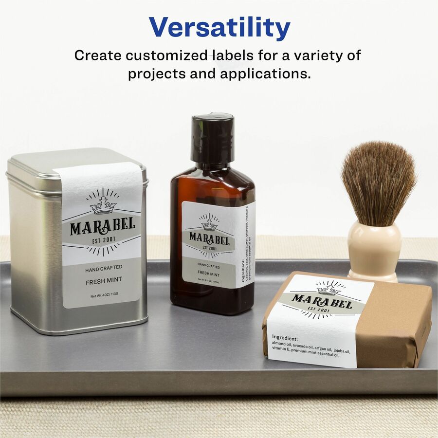 Avery® Glossy White Labels, 2" x 3" , 80 Labels (22890) - 2" Height x 3" Width - Permanent Adhesive - Rectangle - Gloss 