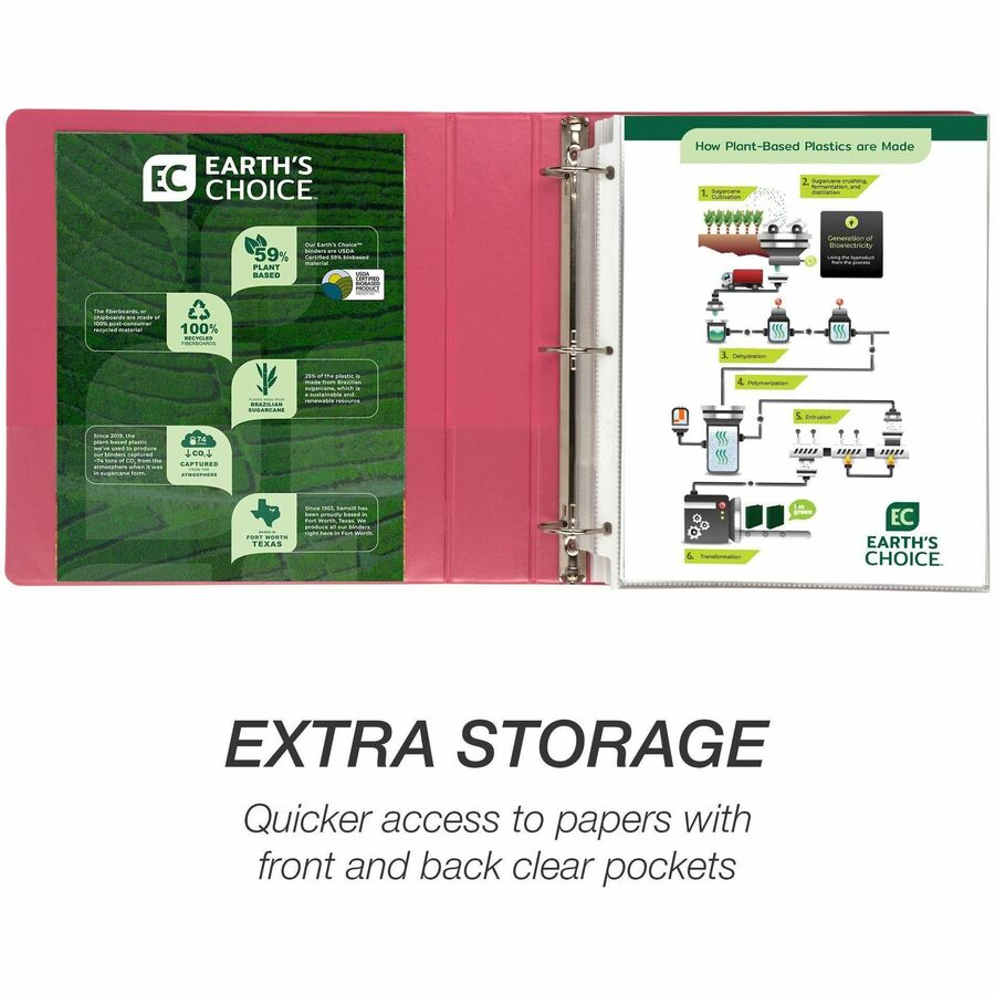Samsill Earth's Choice Plant-based View Binders - 1 1/2" Binder Capacity - Letter - 8 1/2" x 11" Sheet Size - 3 Ring - F
