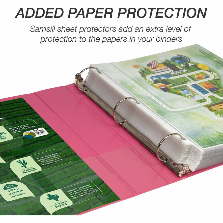 Samsill Earth's Choice Plant-based View Binders - 1 1/2" Binder Capacity - Letter - 8 1/2" x 11" Sheet Size - 3 Ring - F