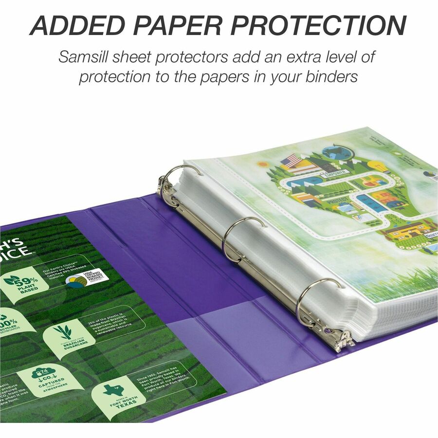 Samsill Earth's Choice Plant-based View Binders - 1 1/2" Binder Capacity - Letter - 8 1/2" x 11" Sheet Size - 3 Ring - F