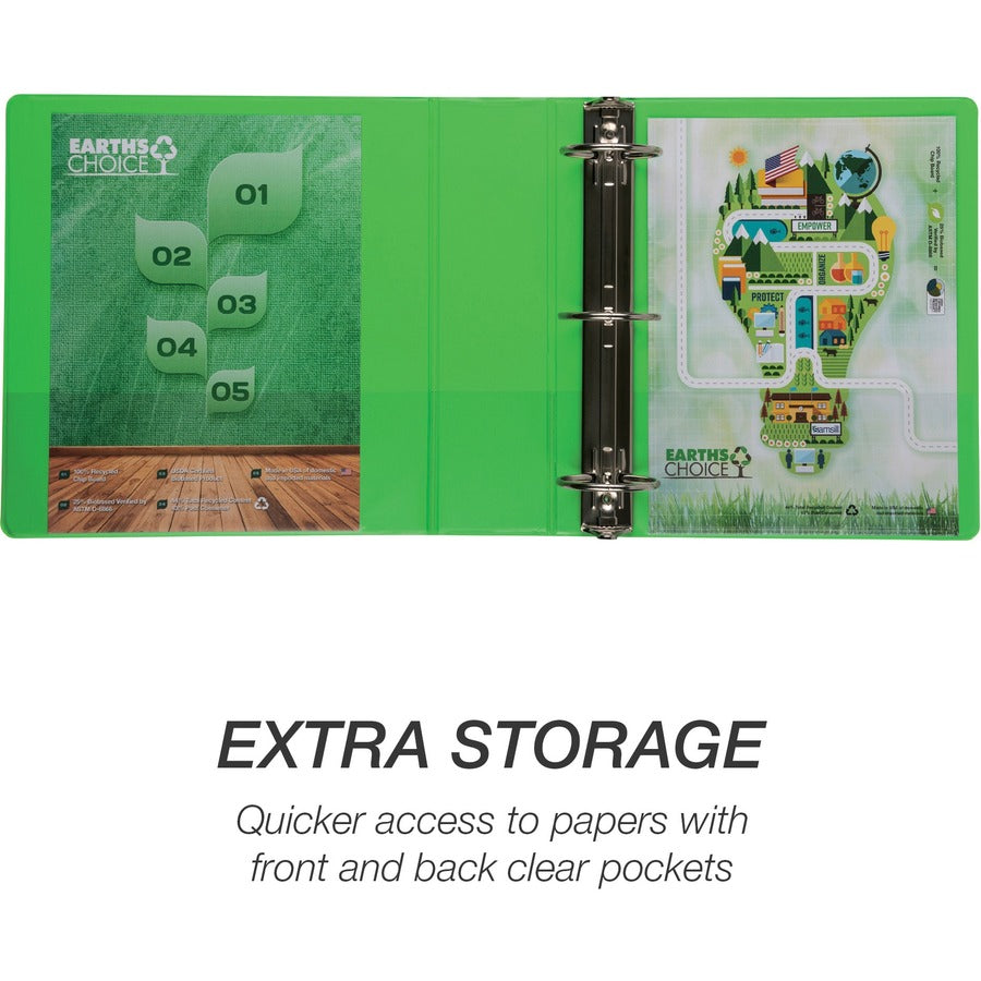 Samsill Earth's Choice Plant-based View Binders - 3" Binder Capacity - Letter - 8 1/2" x 11" Sheet Size - 3 Ring - Faste
