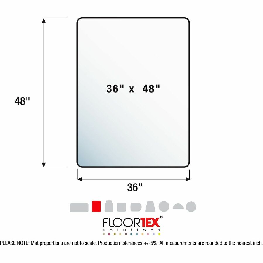 Floortex APET Rectangular for Low/Standard Pile Carpets - 36" x 48" - 48" Length x 36" Width x 0.087" Depth x 0.375" Thi