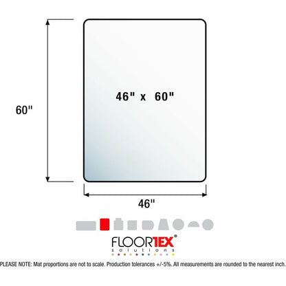 Floortex APET Rectangular for Low/Standard Pile Carpets - 46" x 60" - 60" Length x 46" Width x 0.087" Depth x 0.087" Thi