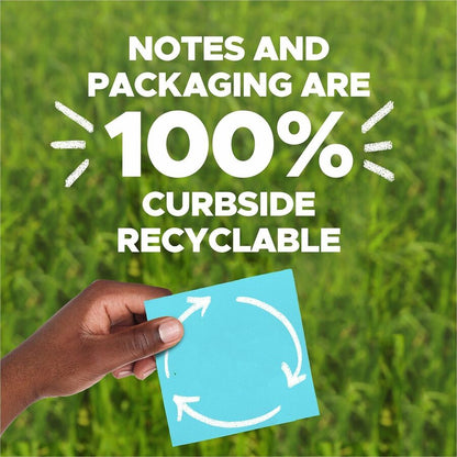 Post-it® Recycled Super Sticky Notes - 70 - 3" Flag/Note Width x 3" Flag/Note Length - Square - 70 Sheets per Pad - Unru