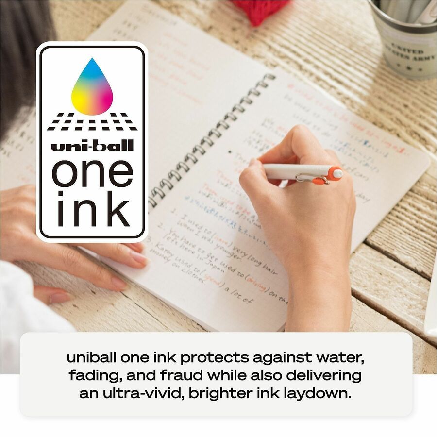 uniball™ UB One Gel Pens - 0.7 mm Medium Pen Point - Retractable - Assorted Ink - Pigment-based, Gel-based - White Barre
