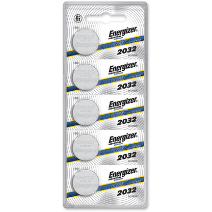 Energizer Industrial 2032 Lithium Battery 5-Packs - For Glucose Monitor, Laser Pointer, Digital Thermometer - CR2032 - 2